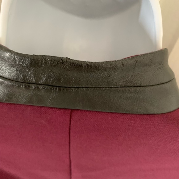 Burgundy Mexx Metropolitan Blazer Jacket with Black Faux Leather Details - Picture 7 of 16